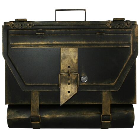 HMF Briefkasten Aktentasche Antik 99, 25 x 40 x 8 cm Gold