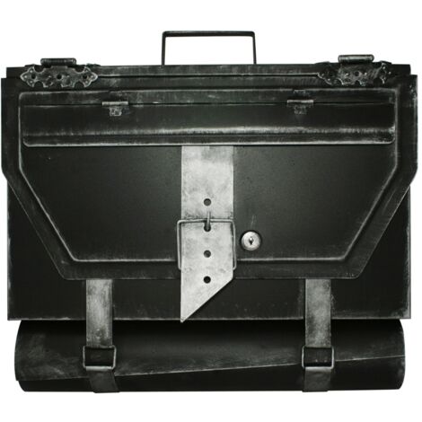 HMF Briefkasten Aktentasche Antik 99, 25 x 40 x 8 cm Silber