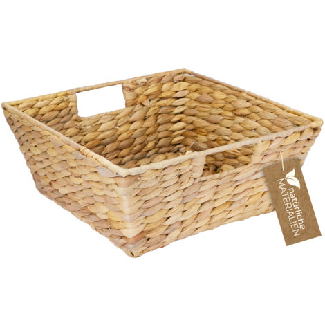 HMF Geschenkkorb leer, Aufbewahrungskorb geflochten aus Wasserhyazinthe, 30 x 30 x 12 cm