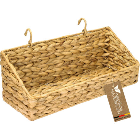 HMF Hängekorb geflochten aus nachhaltiger Wasserhyazinthe, Aufbewahrungskorb zum Aufhängen, 40 x 15 x 15 cm