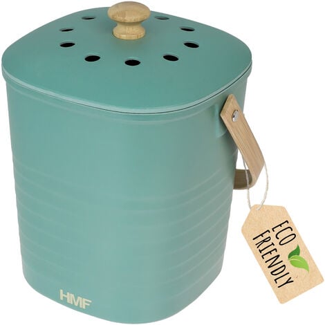 HMF Nachhaltiger Biomülleimer Küche, Geruchsdichter Komposteimer mit Deckel, 3 Liter, Grün