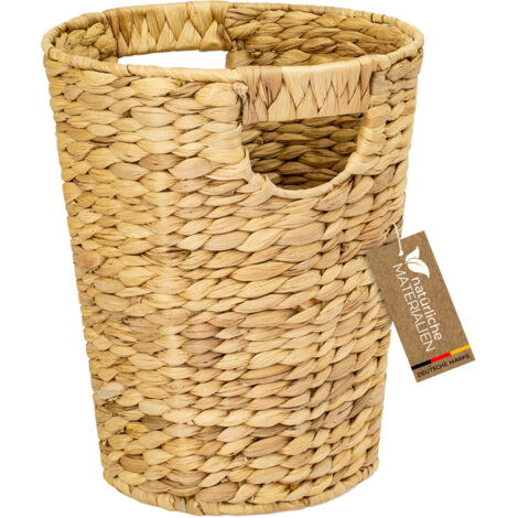 HMF Papierkorb Büro, Aufbewahrungskorb geflochten aus Wasserhyazinthe, Rund, 25 cm Durchmesser, 30 cm Höhe
