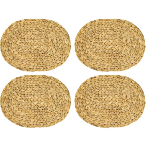 HMF Tischset oval geflochten aus Wasserhyazinthe, abwaschbar, 4er Set, HMF 37232-S4, 40 x 30 cm