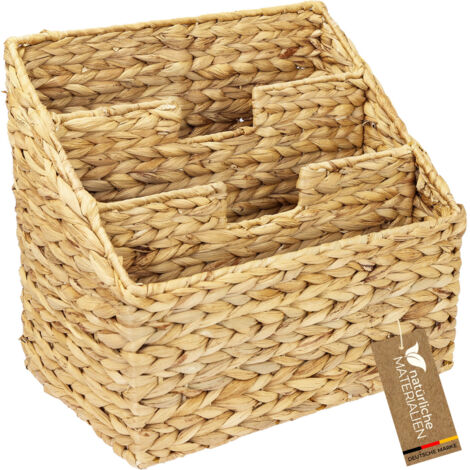 HMF Zeitungsständer, Zeitungskorb geflochten aus Wasserhyazinthe, 3 Fächer, 35 x 24 x 32 cm
