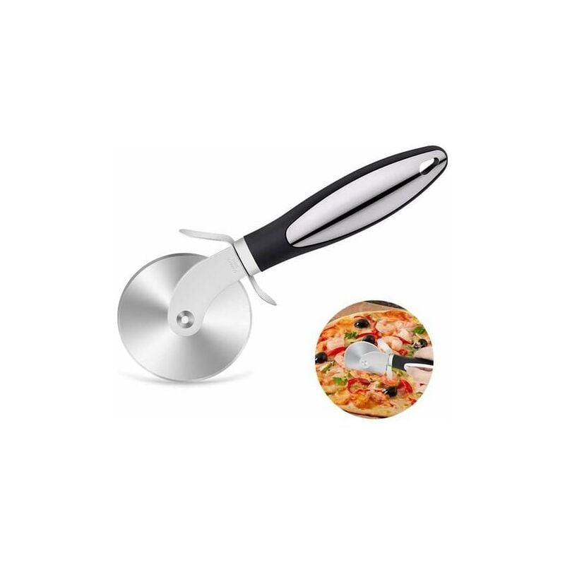 Hmhsgw Pizza Cutter, Pizza Cutter, Pizza Slicer - Pizza Cutter with Silicone Handle and Stainless Steel Blades with Protective Cover (Black), cruel