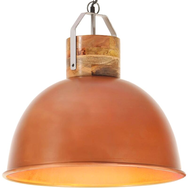 Hängelampe Industriestil Kupfern Rund 51cm E27 Mango Massivholz