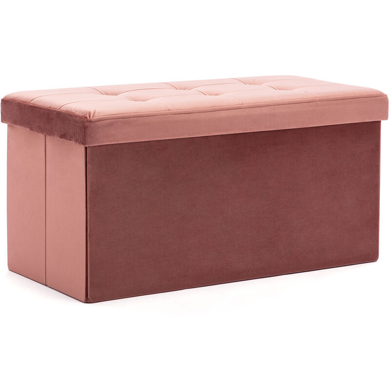 Home Large Ottoman Storage Box, Velvet Folding Padded Seat Bench Stool Foot Stool, Sofa Pouffes Footstool, Extra Storage Space For Hallay, Living
