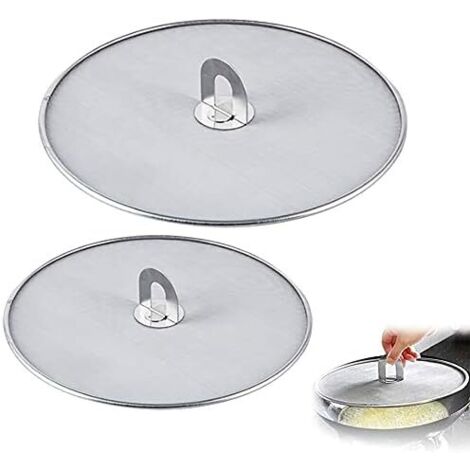 Ho Stainless Steel Splatter Plate, with Folding Kitchen Handle, Suitable for Stove, Can be Installed on Any Pan, Set of Two, Diameter(25cm + 32cm)