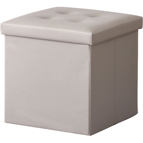 Hobag – Coffre de rangement pouf pliable 38cm en PVC beige – Espace de rangement fonctionnel – Design esthétique pour décoration intérieure