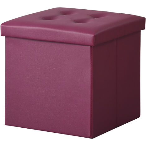 Hobag – Coffre de rangement pouf pliable en PVC 38 cm – Couleur bordeau – Espace de rangement fonctionnel – Design compact