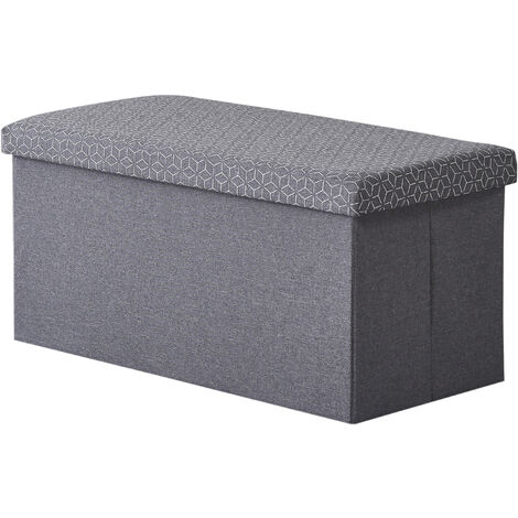 Hobag – Coffre de rangement pouf pliable en tissu 76cm – gris foncé – Espace de rangement fonctionnel – Décoration moderne