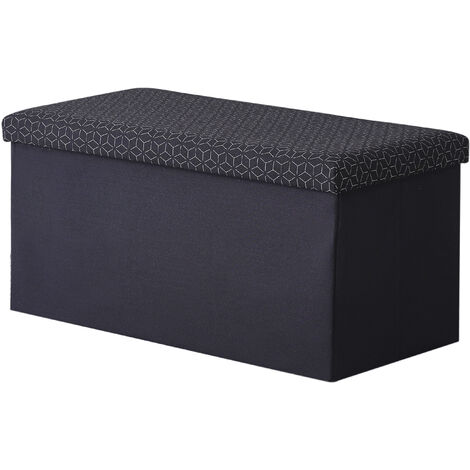Hobag – Coffre de rangement pouf pliable en tissu 76cm – Noir – Espace de rangement pratique – Design moderne pour intérieur