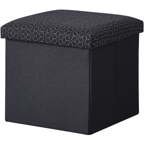 Hobag – Coffre de rangement pouf pliable en tissu noir 38cm – Espace de rangement fonctionnel – Design esthétique pour intérieur