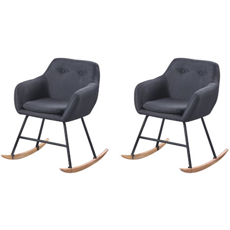 Hobag – Lot de 2 chaises scandinaves à bascule – Pieds en bois massif – Confort optimal pour salle à manger et salon – Noir