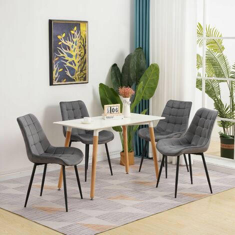 Hobag – Lot de 4 chaises en velours gris foncé – Largeur d'assise 53 cm – Hauteur d'assise 48 cm – Pour salle à manger moderne