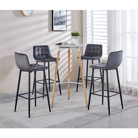 Vidaxl tabouret de bar gris clair velours - Conforama