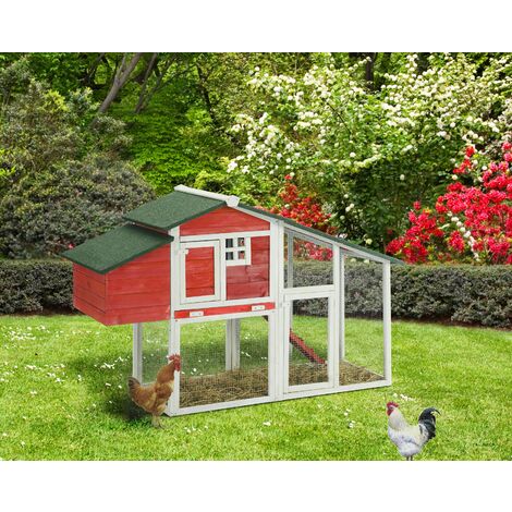 Hobag – Poulailler en bois traité pour 2 poules – Tiroir déjection amovible – Toit waterproof – Dimensions 172 x 64 x 110 cm