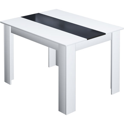 Hobag – Table à manger 4 personnes blanche et noire 110 cm – Plateau en particules de bois – Dimensions 110x80x75 cm – Design contemporain