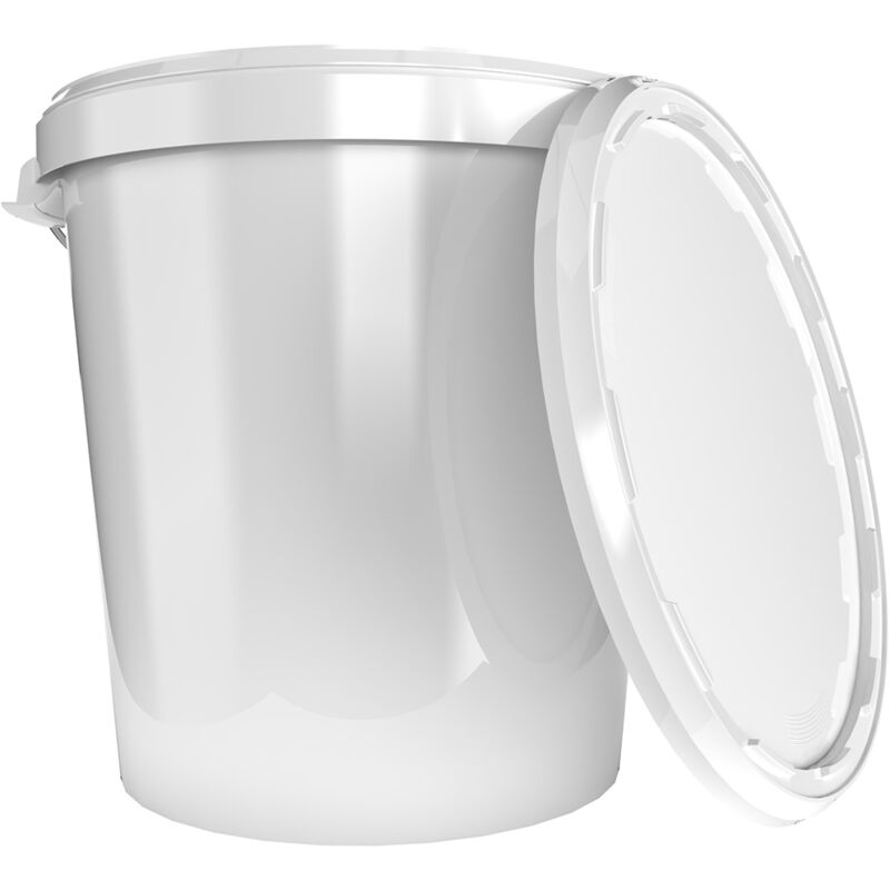 5x Seau Hobbock avec couvercle 31,5 l, qualité alimentaire blanc