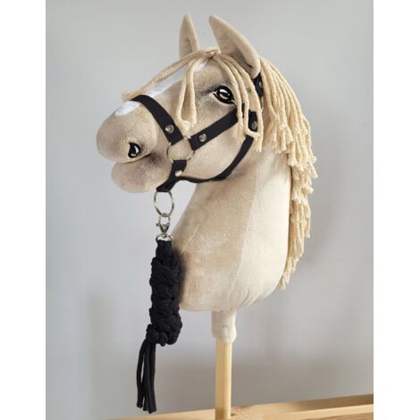 Hobby Horse Set: A3 Halfter + Strickleine - Schwarz