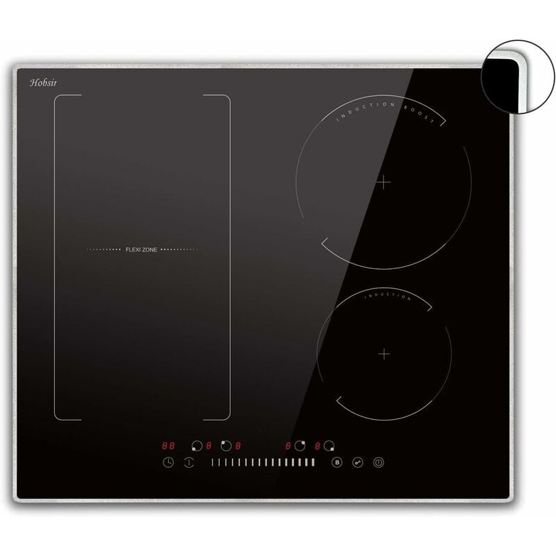 Plaque Induction, Plaque Induction 4 Feux avec Cadre, 7200W, Plaque de cuisson électrique Encastrable 60cm, Zone Flexible pour le Gril, Bord Inox,