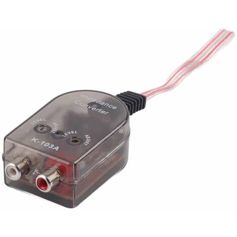 Hoch-/Niederohmiger RCA-Audioadapter für Autoradios – Transparentes Gehäuse und einstellbare Empfindlichkeit