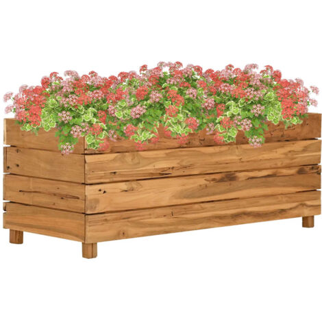 Hochbeet 100x40x38 cm Teak Altholz und Stahl vidaXL