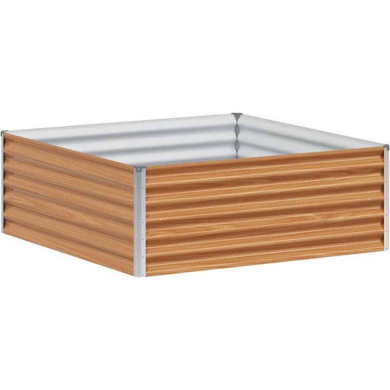 Hochbeet Hellbraun 98 X 100 X 36 Cm Verzinkter Stahl Vidaxl