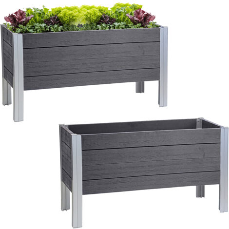 Hochbeet 98 x 40 x 59  cm 100 Liter Holzoptik robust witterungsbeständig grau