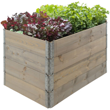 Hochbeet aus Holz 120x80x80 cm Palettenrahmen 4-teilig stapelbar Pflanzbeet Garten Balkon in grau