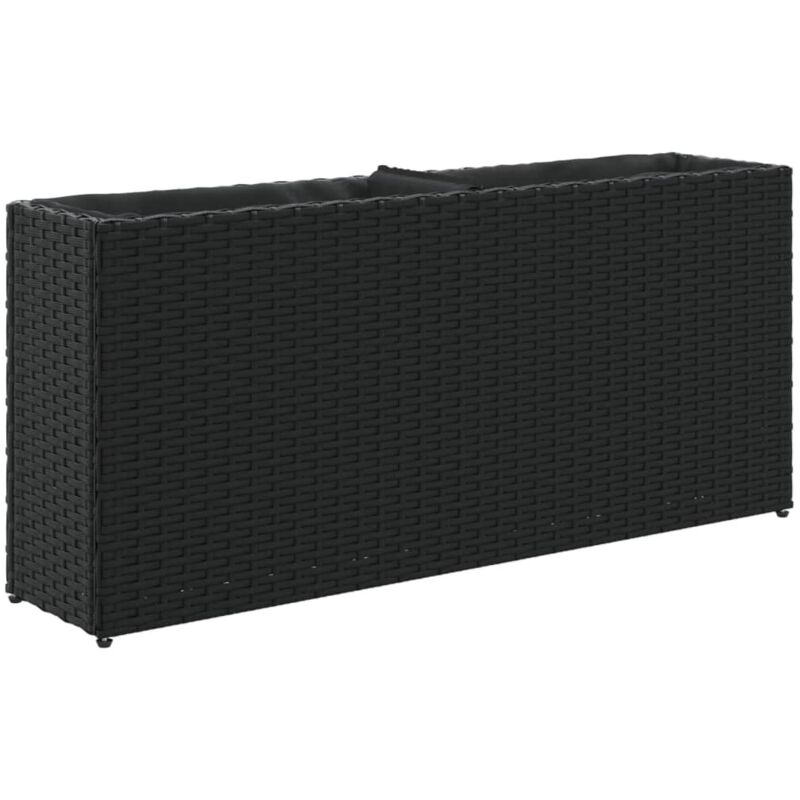 Hochbeet Mit 2 Fächern Schwarz 90x20x40 Cm Poly Rattan Vidaxl