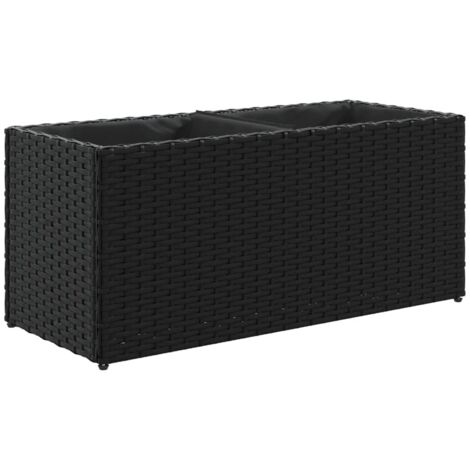 Hochbeet mit 2 Fächern Schwarz 72x30x32 cm Poly Rattan vidaXL