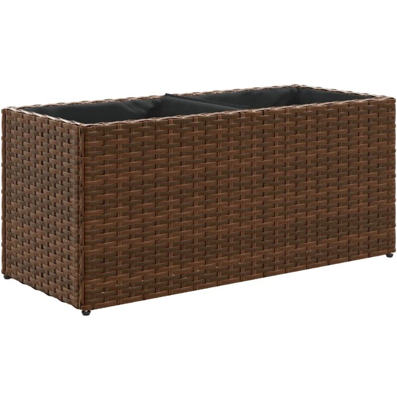 Pflanzkübel 2 Töpfe Braun 72x30x32 Cm Poly-rattan Vidaxl
