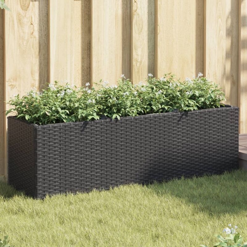 Pflanzkübel Mit 3 Töpfen 2 Stk. Schwarz 105x30x32cm Poly Rattan Vidaxl