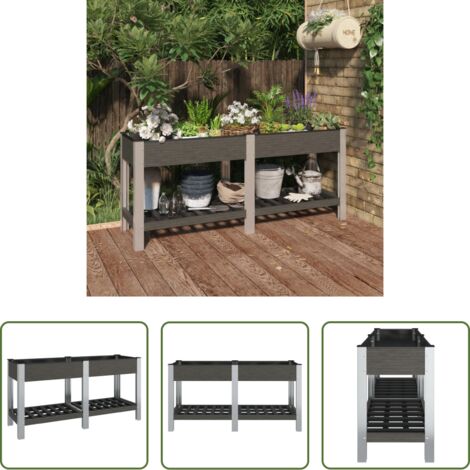 Hochbeet mit Ablage -  Garten-Hochbeet mit Ablage Grau 175x50x75 cm WPC