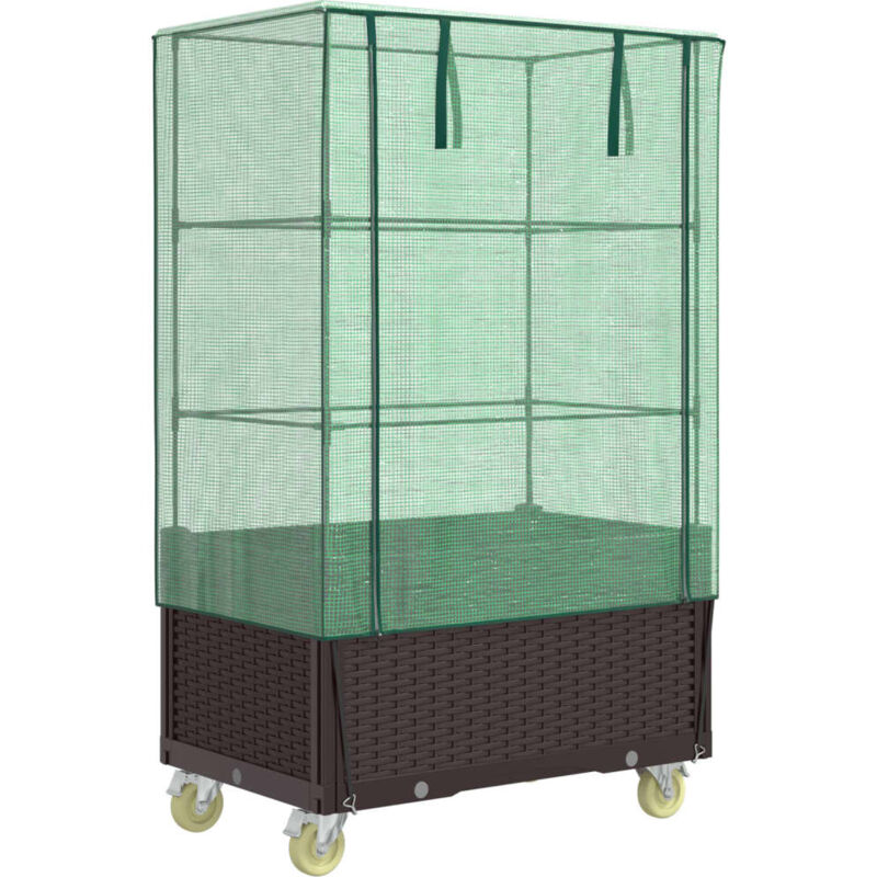 Hochbeet Mit Aufsatz Und Rollen Rattan-optik 80x50x182 Cm Vidaxl