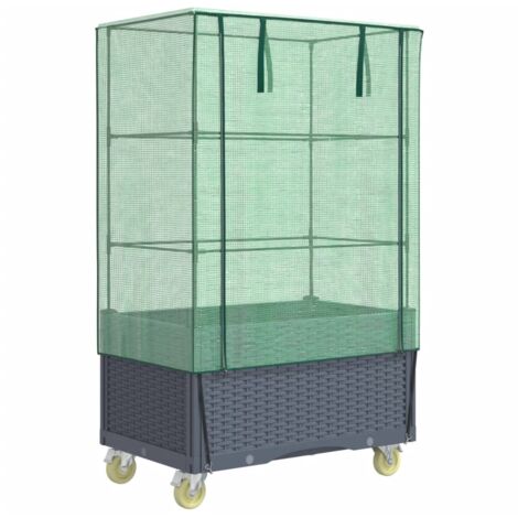 Hochbeet mit Aufsatz und Rollen Rattan-Optik 80x50x182 cm vidaXL896959