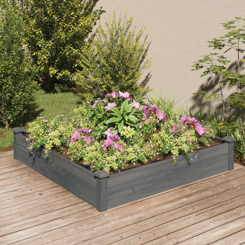 Vidaxl - Hochbeet Mit Einsatz Grau 120x120x25 Cm Massivholz Tanne