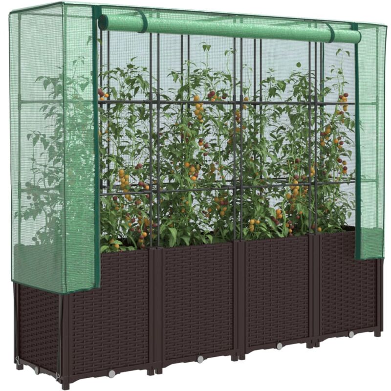 Hochbeet Mit Gewächshaus-aufsatz Rattan-optik 160x40x153 Cm Vidaxl