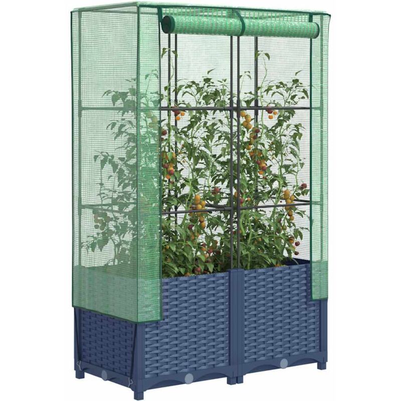 Hochbeet Mit Gewächshaus-aufsatz Rattan-optik 80x40x138 Cm Vidaxl