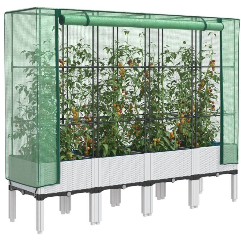Hochbeet Mit Gewächshaus-aufsatz Rattan-optik 160x40x140 Cm Vidaxl