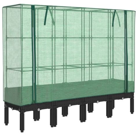 Hochbeet mit Gewächshaus-Aufsatz Rattan-Optik 160x40x140 cm vidaXL