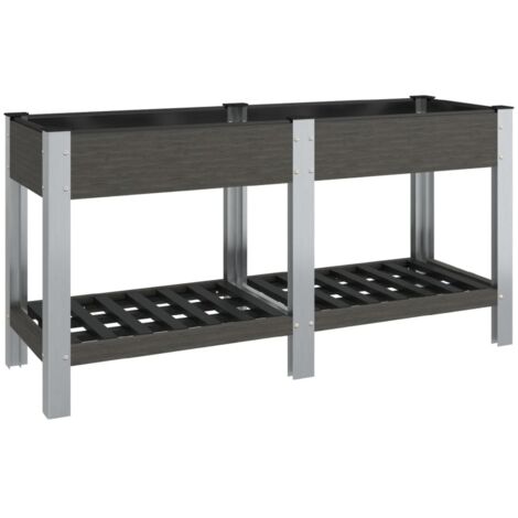 Hochbeet mit Regal Grau 175x50x75 cm WPC