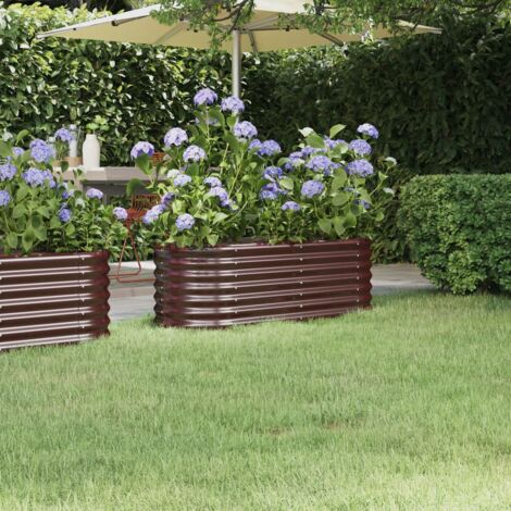 Hochbeet Pulverbeschichteter Stahl 114x40x36 cm Braun vidaXL640862
