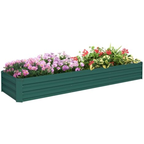 Hochbeet Stahl, Pflanzbeet mit offenem Boden Frühbeet Gartenbeet 240 x 60 x 30 cm für Garten Balkon