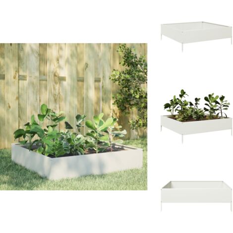 Hochbeet Weiß 100x100x33,5 cm Stahl - Hochbeet - Hochbeete - Garten Hochbeet - Pflanzbeet