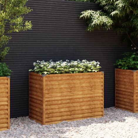 Hochbeet,Blumenkasten,Pflanzkasten Balkon, Terrasse, Garten 100x50x69 cm Cortenstahl VMEC856320 BonneVie