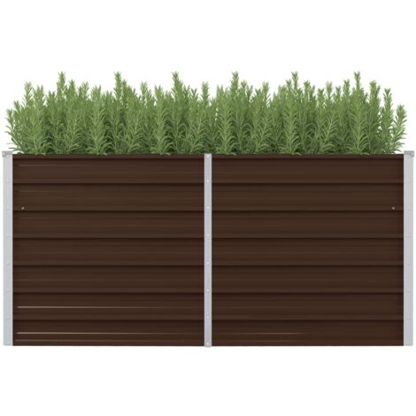 Hochbeet，Blumenkasten，Pflanzkasten Balkon, Terrasse, Garten Braun 160 x 80 x 77 cm Verzinkter Stahl VMEC745365