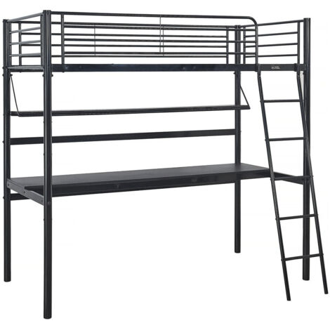 Hochbett mit Schreibtisch "Alona" - 90 x 190 cm - Schwarz