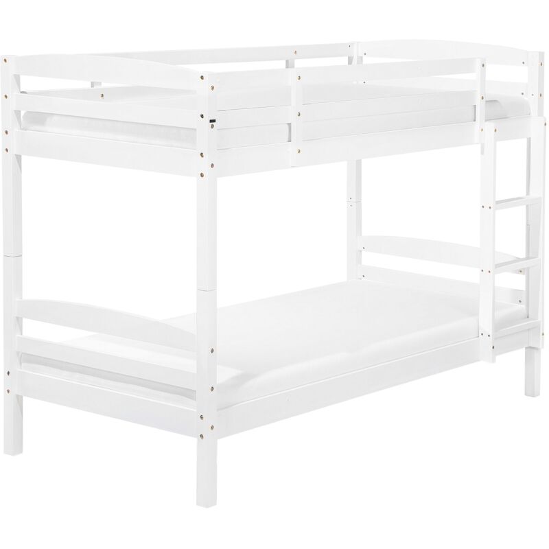 Beliani Hochbett Weiß Kiefernholz 2 Lattenroste 90 X 200 Cm Leiter Modern Etagenbett Für 2 Personen Schlafzimmer Ausstattung